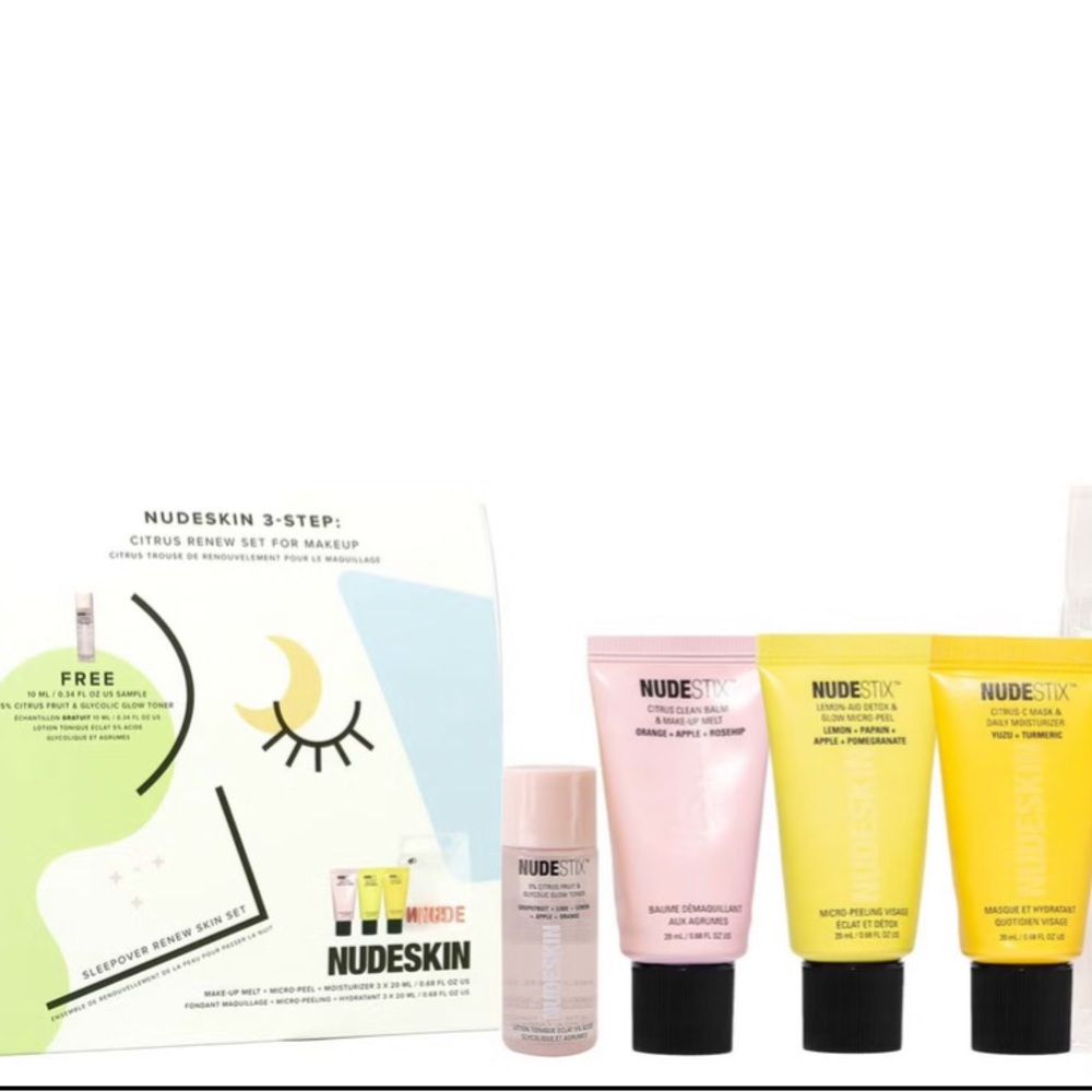 NUDESTIX Nudeskin 5p 3-Step: Citrus Renew Makeup Set +Toner $30 NIP CLEAN BEAUTY